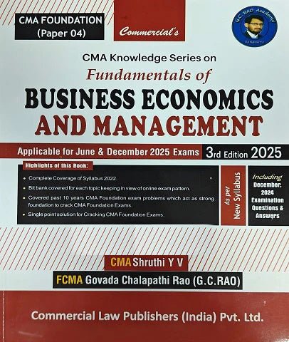 CMA Foundation 2022 Syllabus Knowledge Series On Business Economics and Management By G C Rao - Best CMA Classes