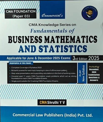 CMA Foundation Knowledge Series Business Mathematics and Statistics 2022 Syllabus By CMA Shruthi Y V - Best CMA Classes